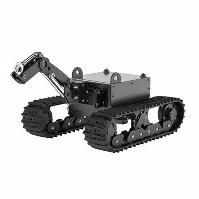 Small Single Arm Tracked Robot Chassis with Customizable Size High Resistance to Impact and Advanced Sensors for Counter Terrorism